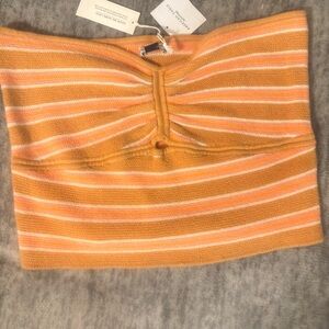 American Eagle Outfitters Orange Striped Crop Top